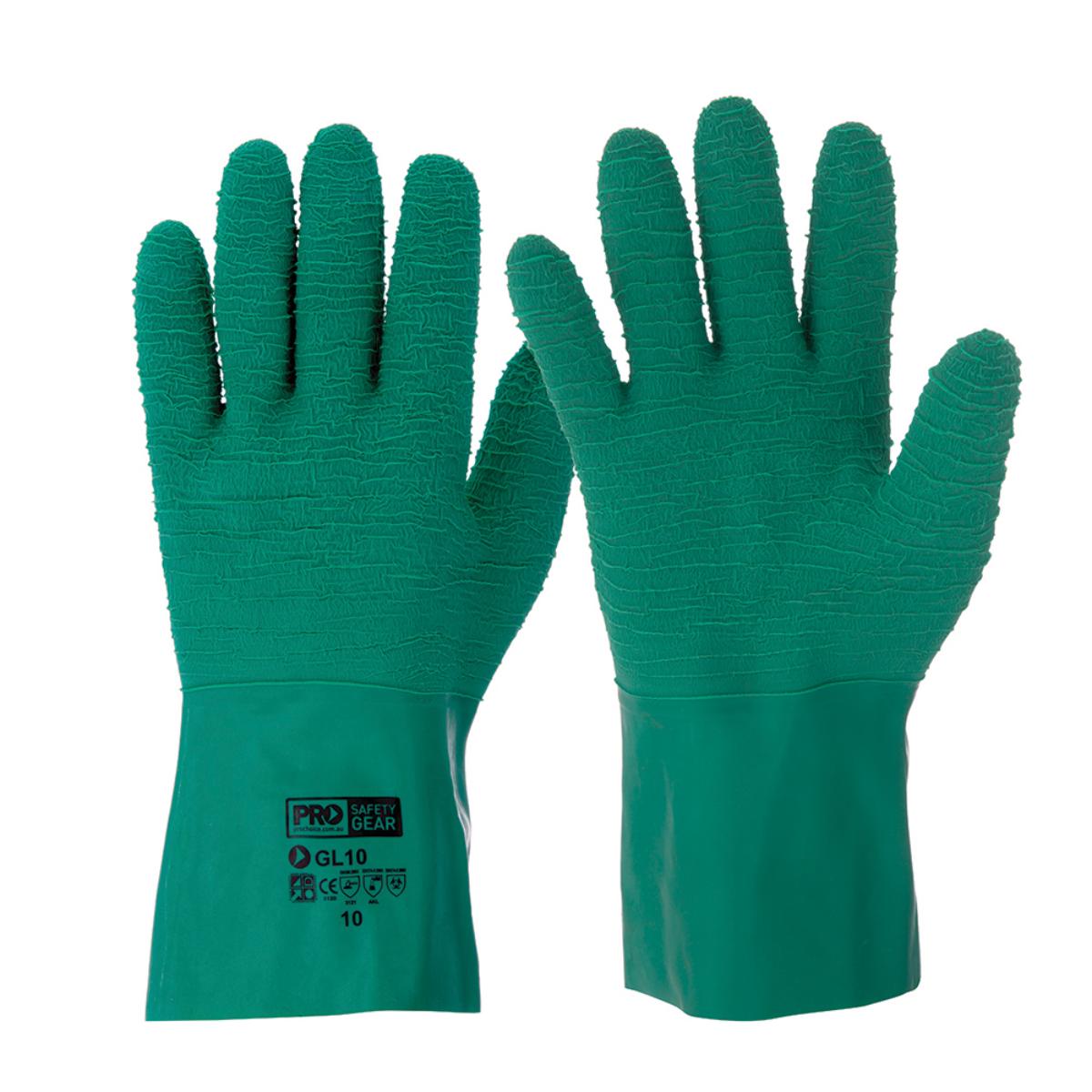 GLOVE GAUNTLET H/D LATEX RIPPLE FN SZ 10