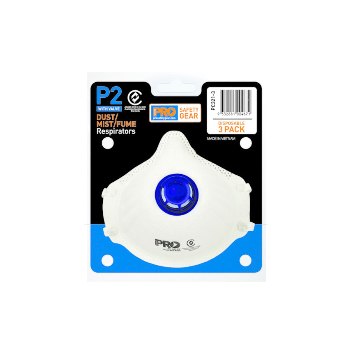 P2 RESPIRATOR WITH VALVE 3 PIECE BLIST
