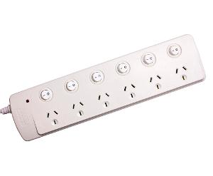 POWERBOARD 6WAY 10A INDIVIDUALLY SWITCH