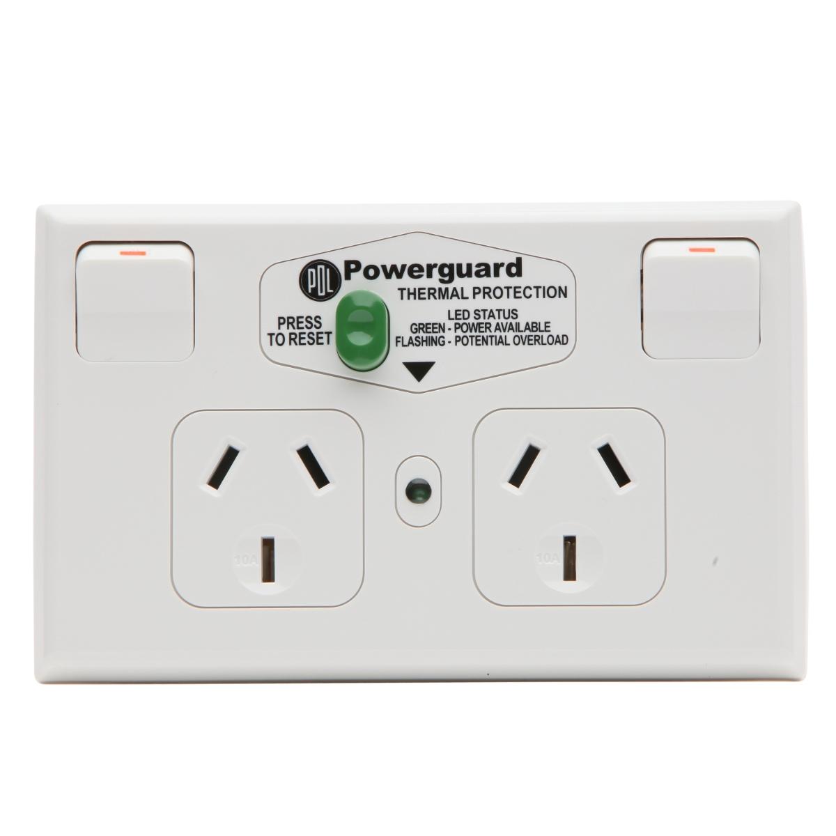 DBL GPO + THERMAL PROT 10A D/P 250V WHT