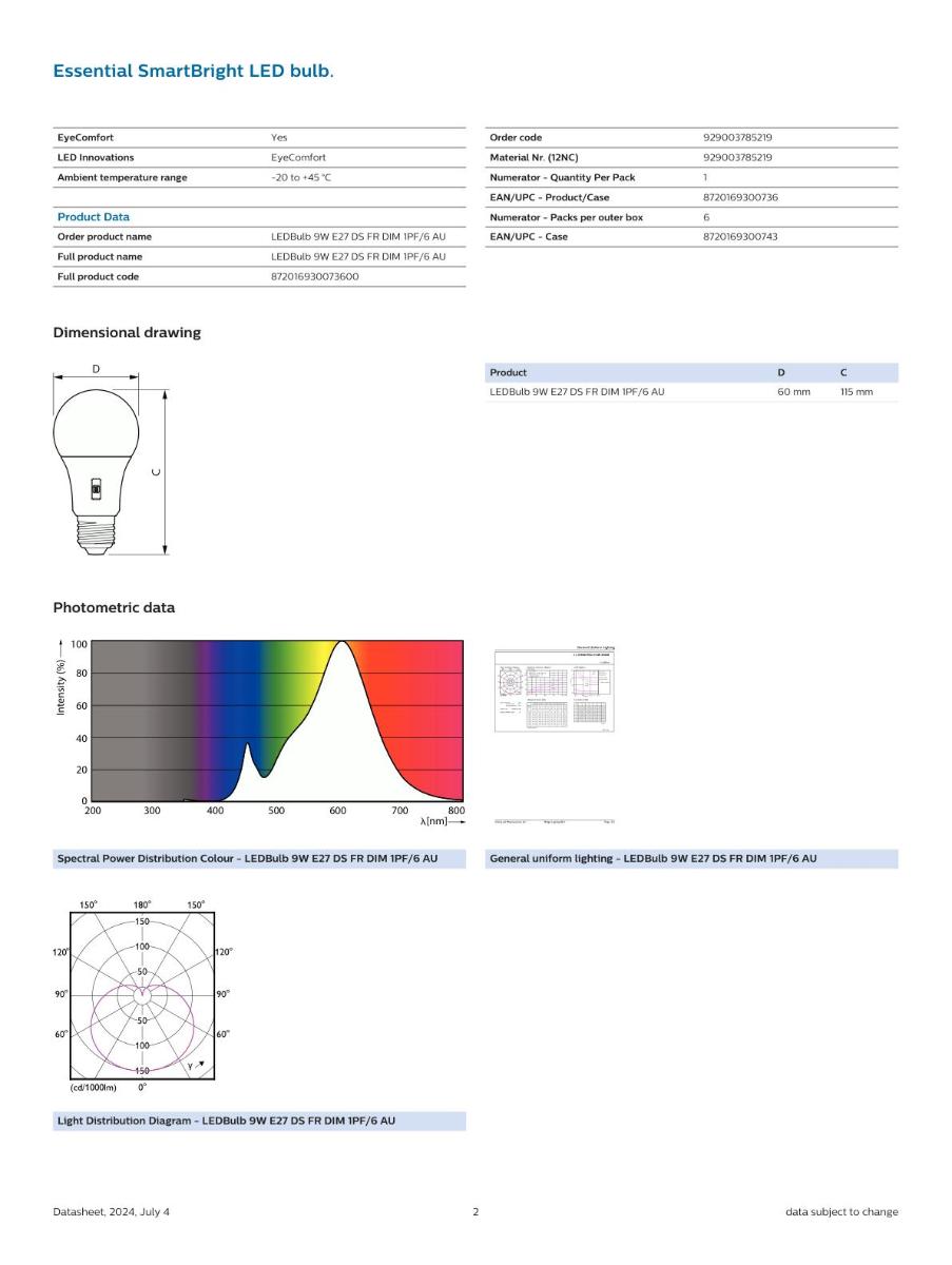 LEDBULB A60 9W E27 E/S CCT DIMMABLE