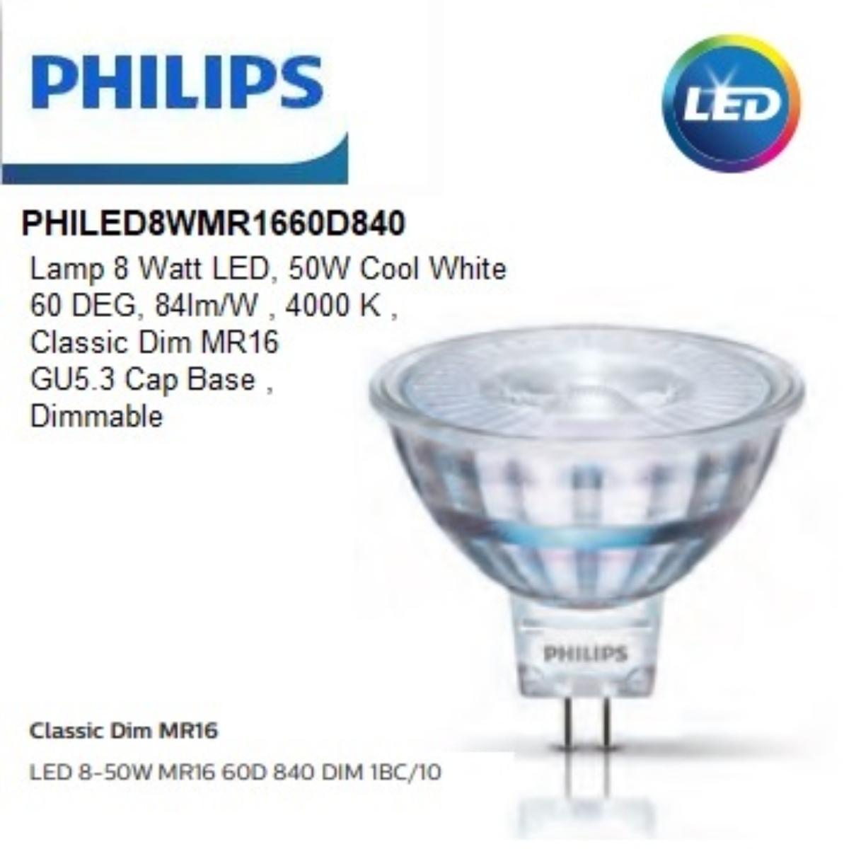 8W LED LAMP MR16 60D 4000K DIMMABLE