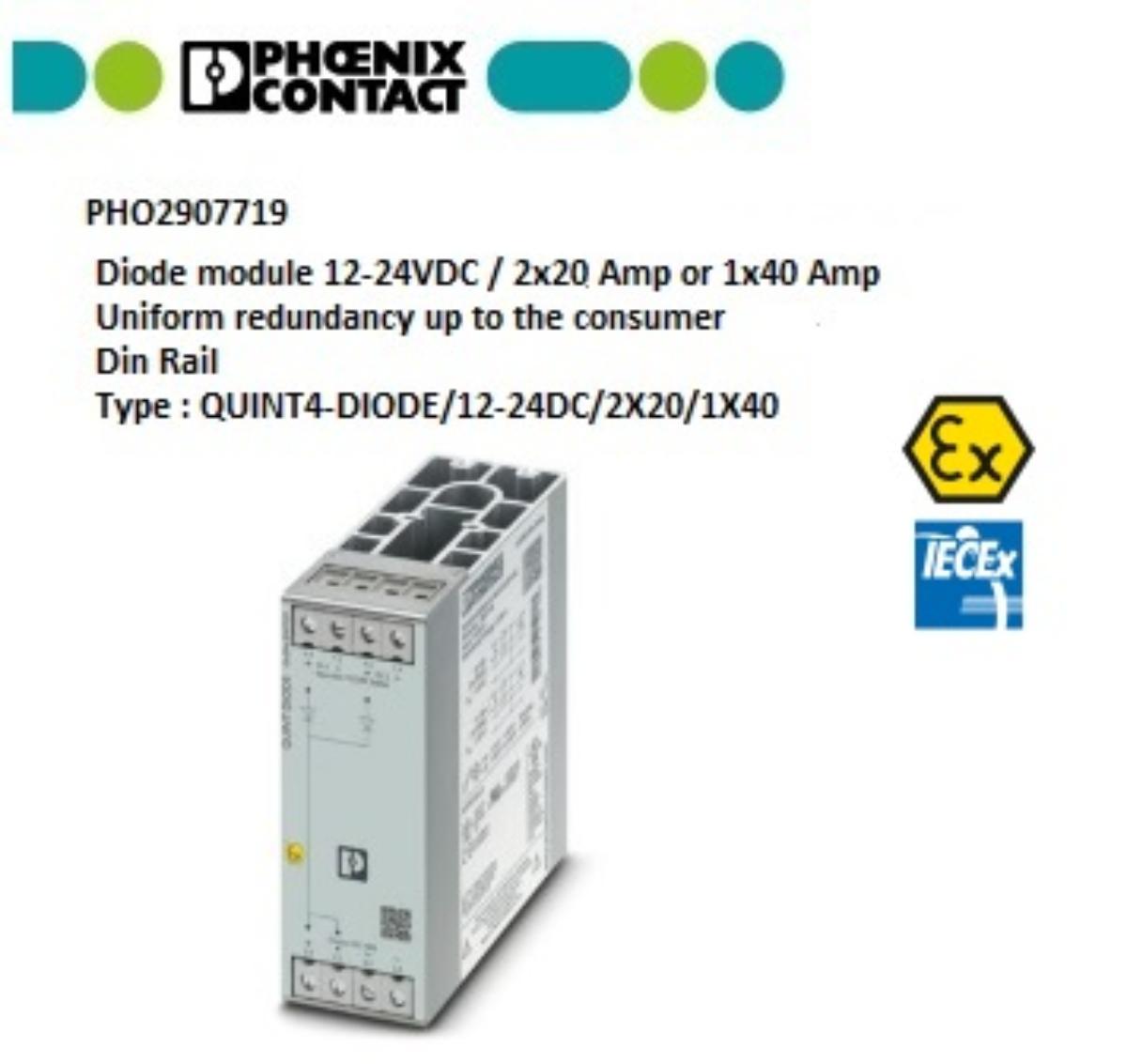 QUINT4-DIODE/12-24DC/2X20/1X40 DIN RAIL
