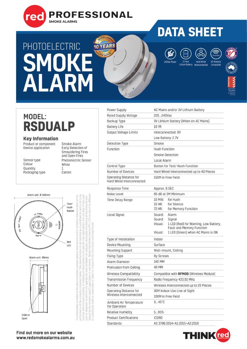SMOKE ALARM PRO 240V + 10YR LI BACK UP