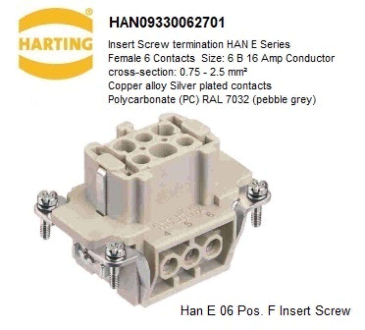 INSERT ELEC CONN 6 PIN F 16A 500V