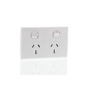 DOUBLE GPO 15A 250V HORIZ WHITE