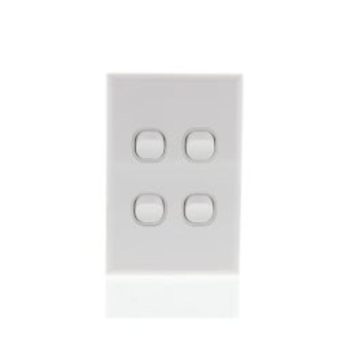 LIGHT SWITCH 4 GANG 16A HORIZONTAL WHITE