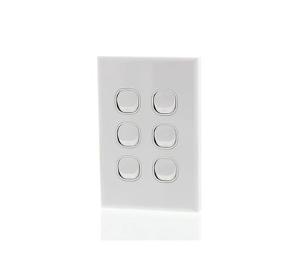 LIGHT SWITCH 6 GANG 16A VERTICAL WHITE