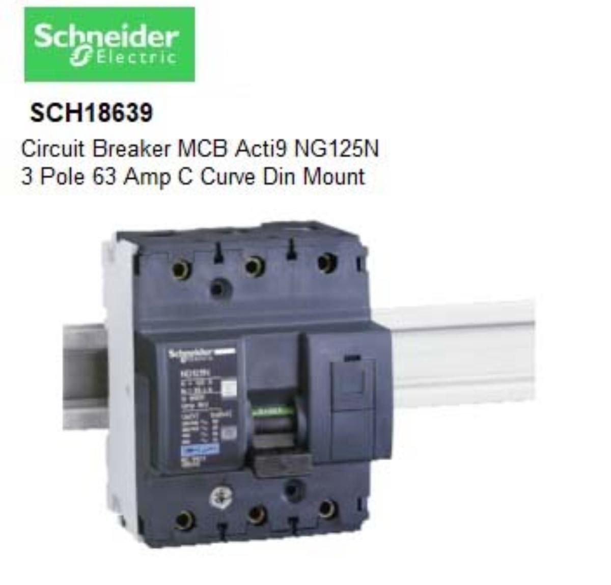 MCB ACTI9 NG125N 3P 63A 25KA C CRV 4MOD