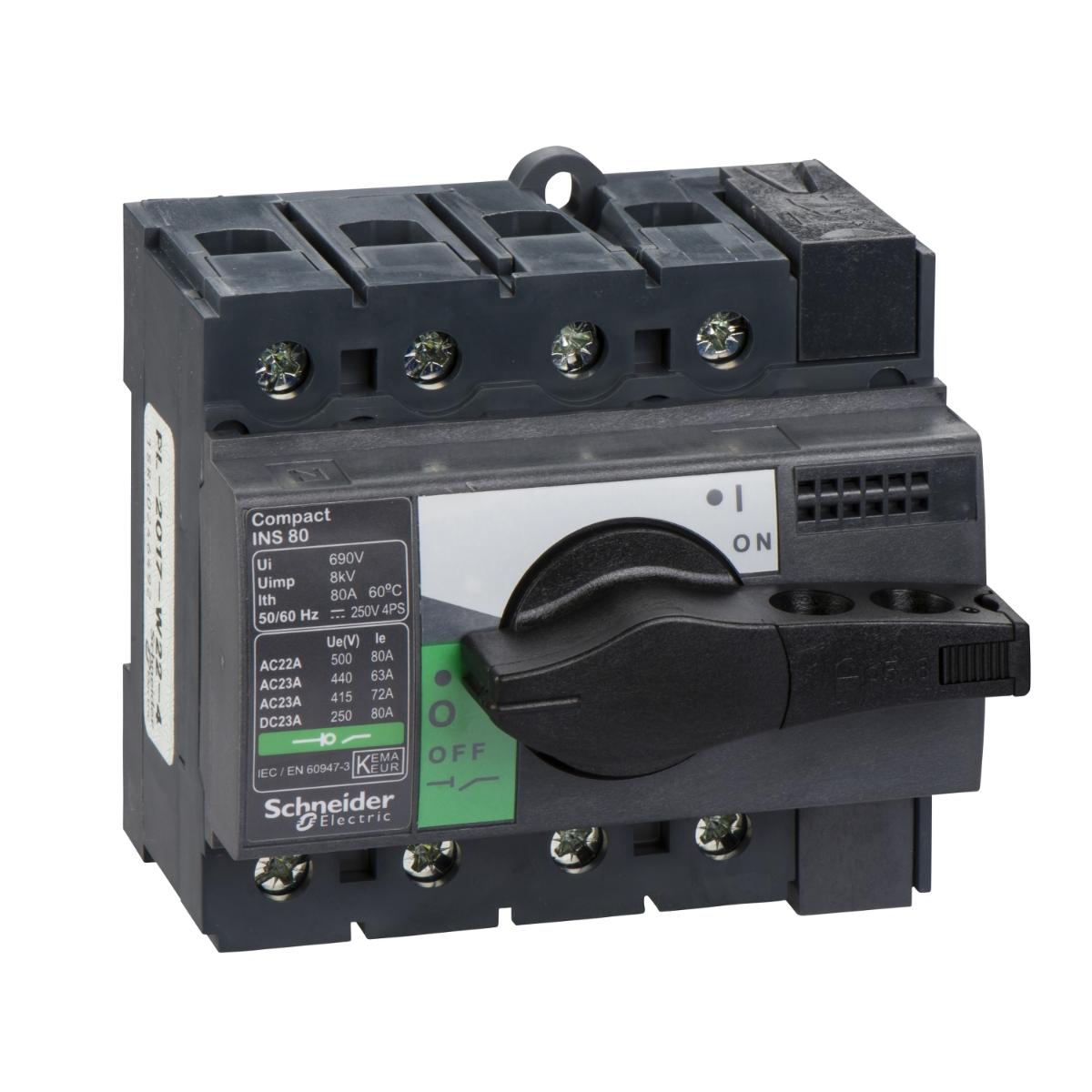 SWITCH DISCONN INS80 80A 4P + ROT HDL