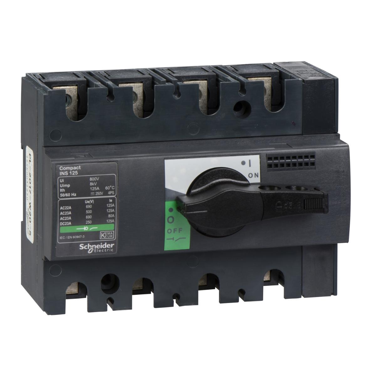 SWITCH DISCONN INS125 125A 4P + ROT HDL