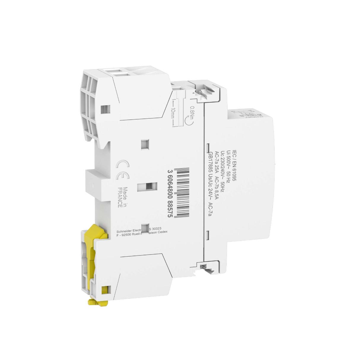 DIN CONTACTOR 2N/O CONTACTS 240VAC 25A