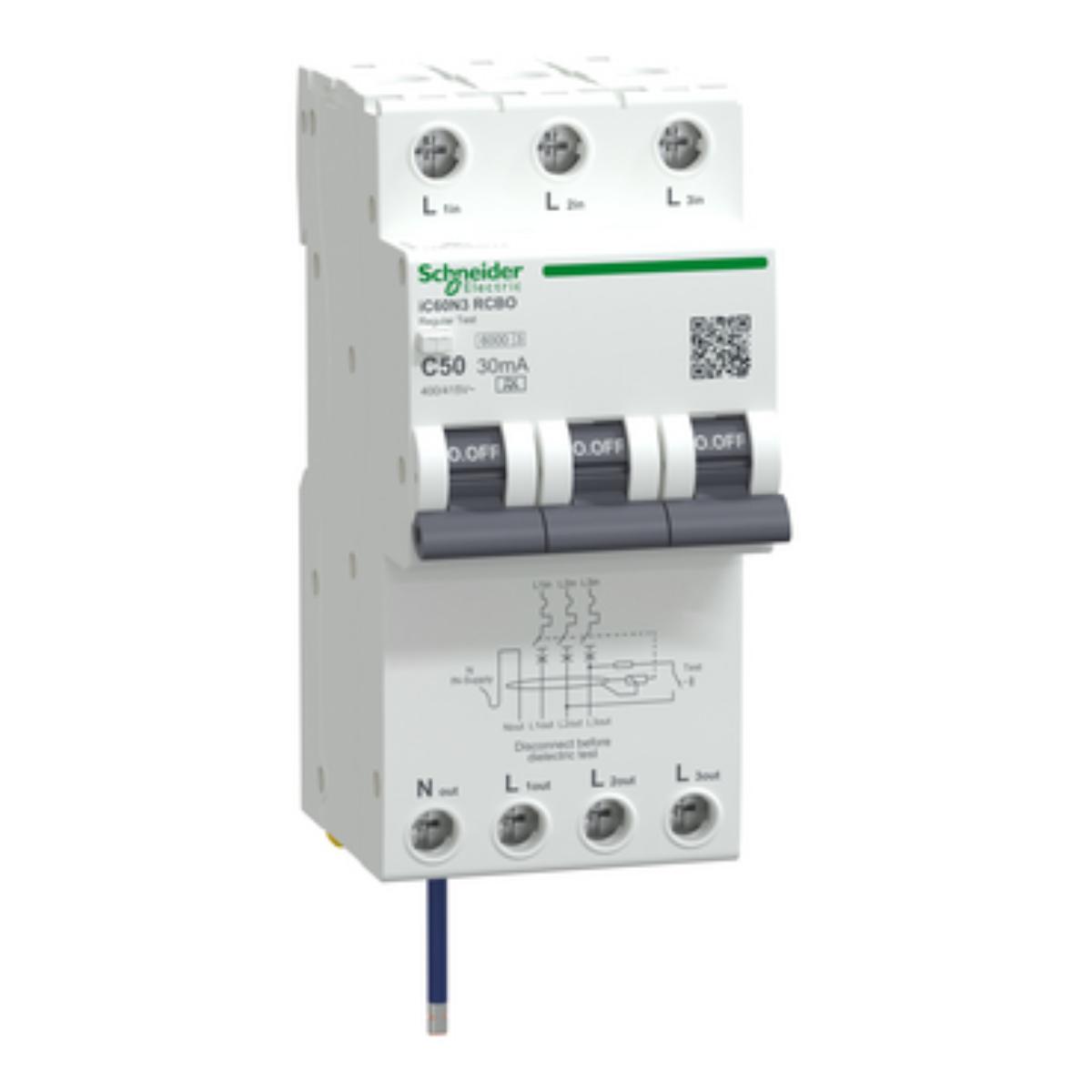 RCBO ACTI9 IC60 3P+NS 50A 6KA 30MA C CRV