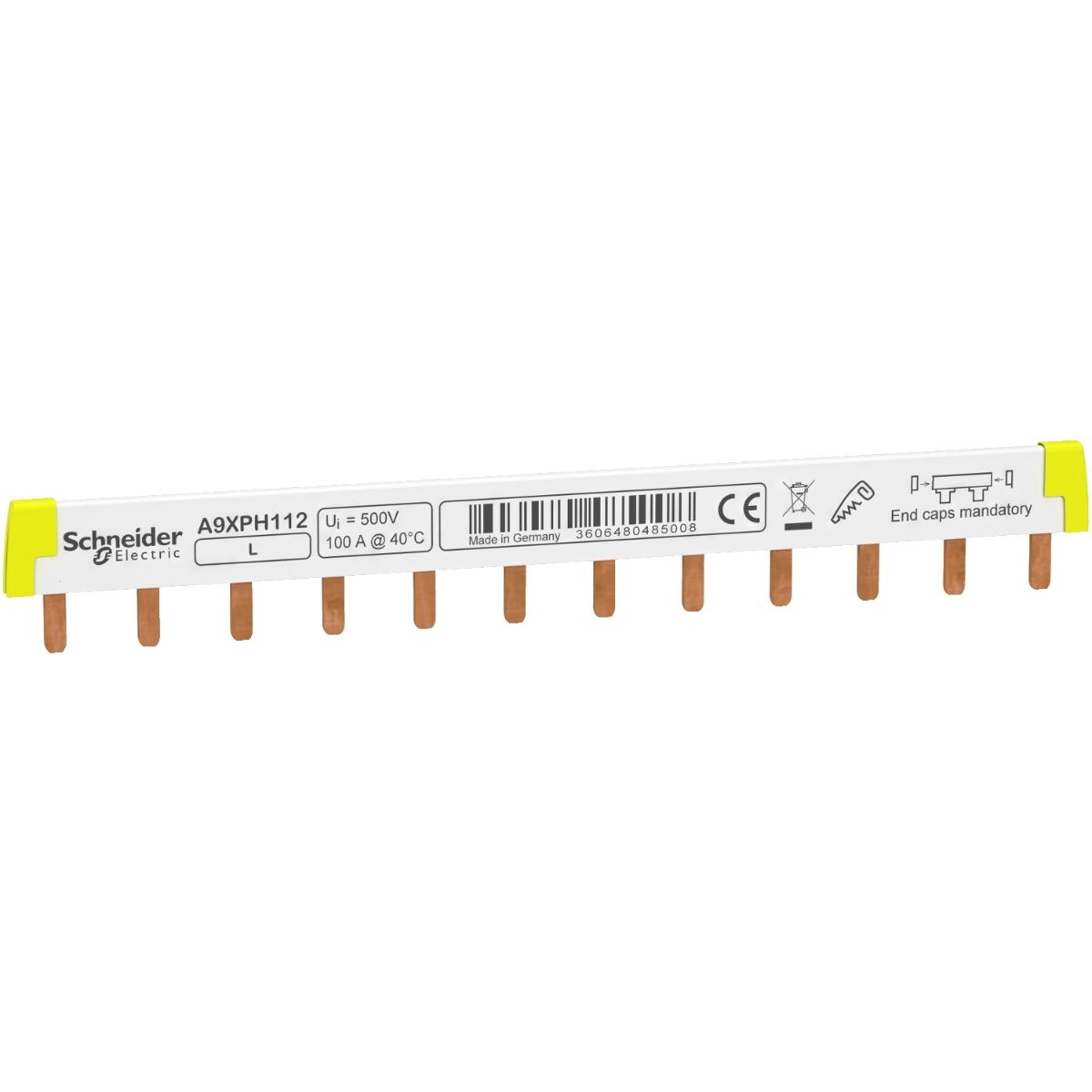 COMB BUSBAR 18MM PITCH 12MODULE 1P 100A