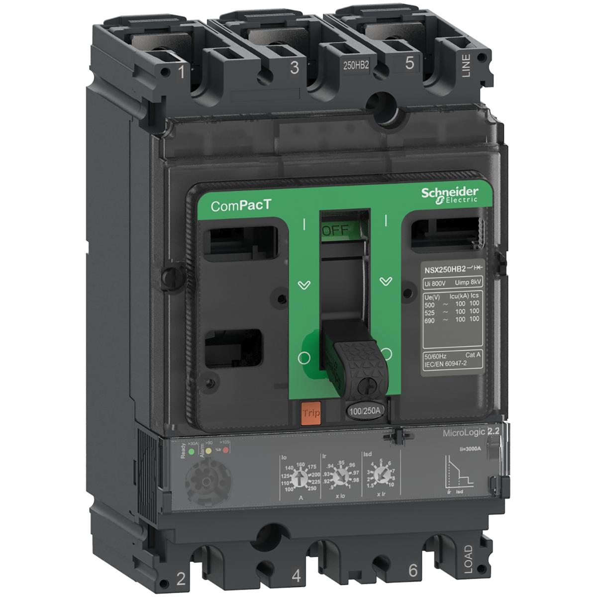 MCCB NSX250N  AC 3P 250A MICR 2.2