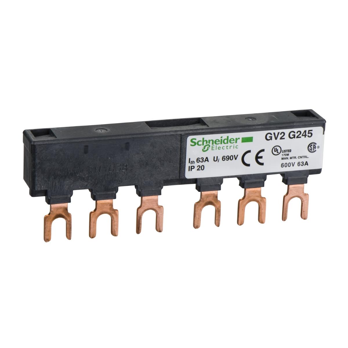 COMB BUSBAR 2 TAPOFFS 45mm PITCH 63A