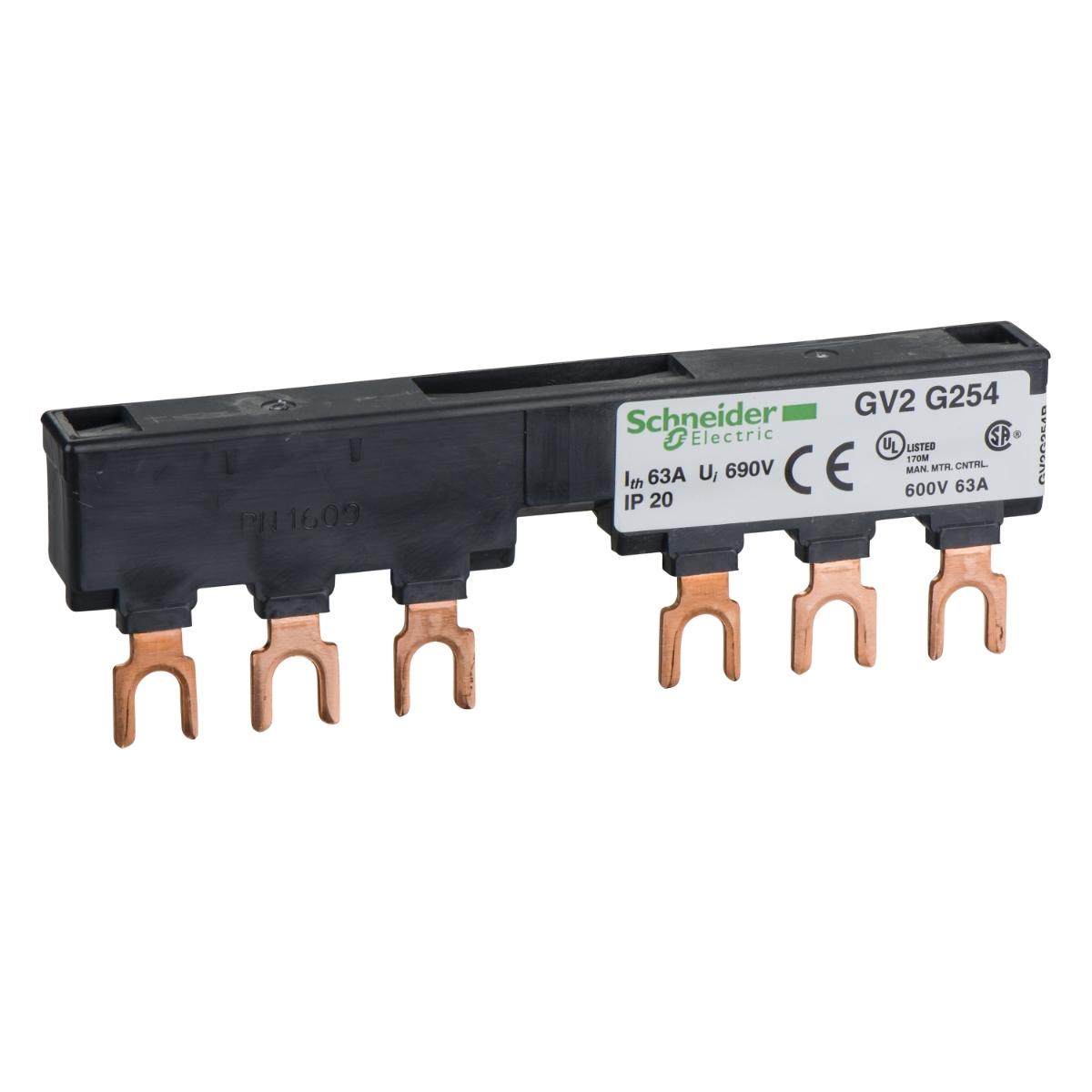 COMB BUSBAR 2 TAPOFFS 54mm PITCH 63A