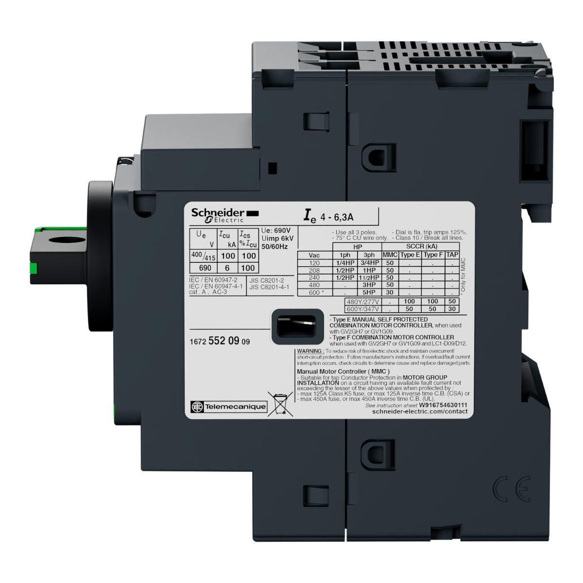 MAGNETIC MOTOR CIRCUIT BREAKER 3P 1A