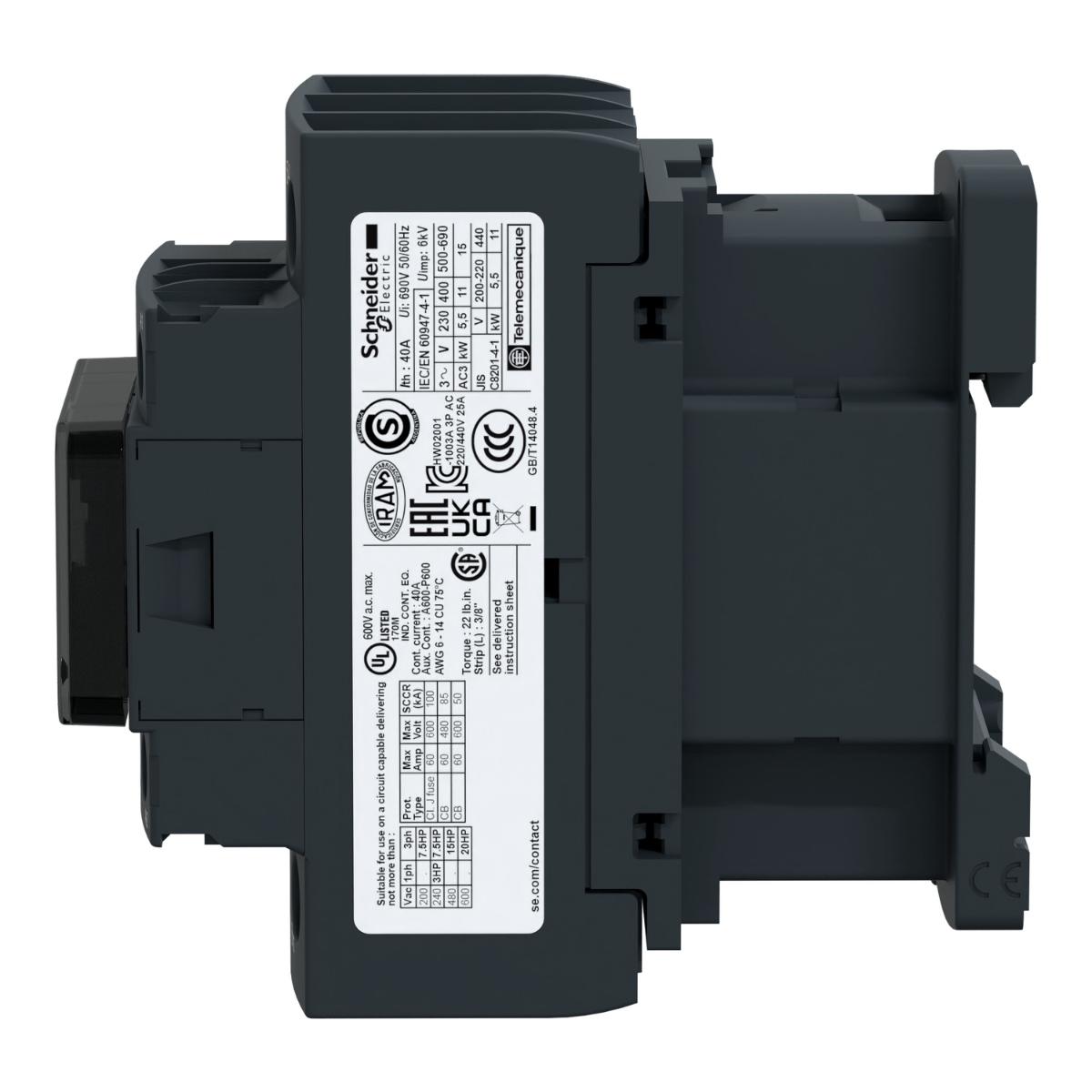 CONTACTOR 3P 32A AC3 15.0KW 415VAC COIL