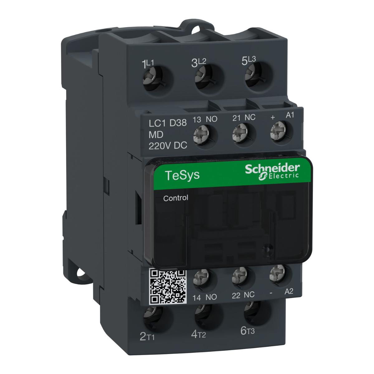 CONTACTOR 3P 38A AC3 18.5KW 220VDC COIL