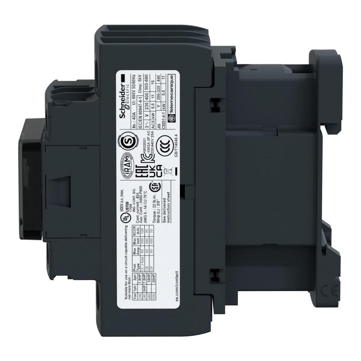 CONTACTOR 3P 38A AC3 18.5KW 220VDC COIL