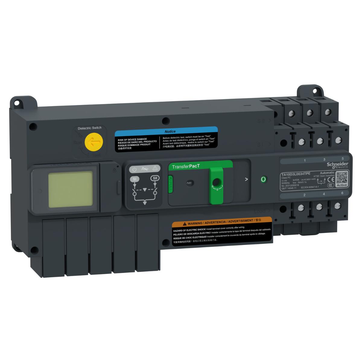 AUTO TRANSFER SW 63A 3P LCD FRAME 100A