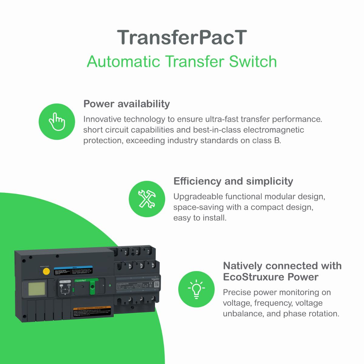 AUTO TRANSFER SW 63A 3P LCD FRAME 100A