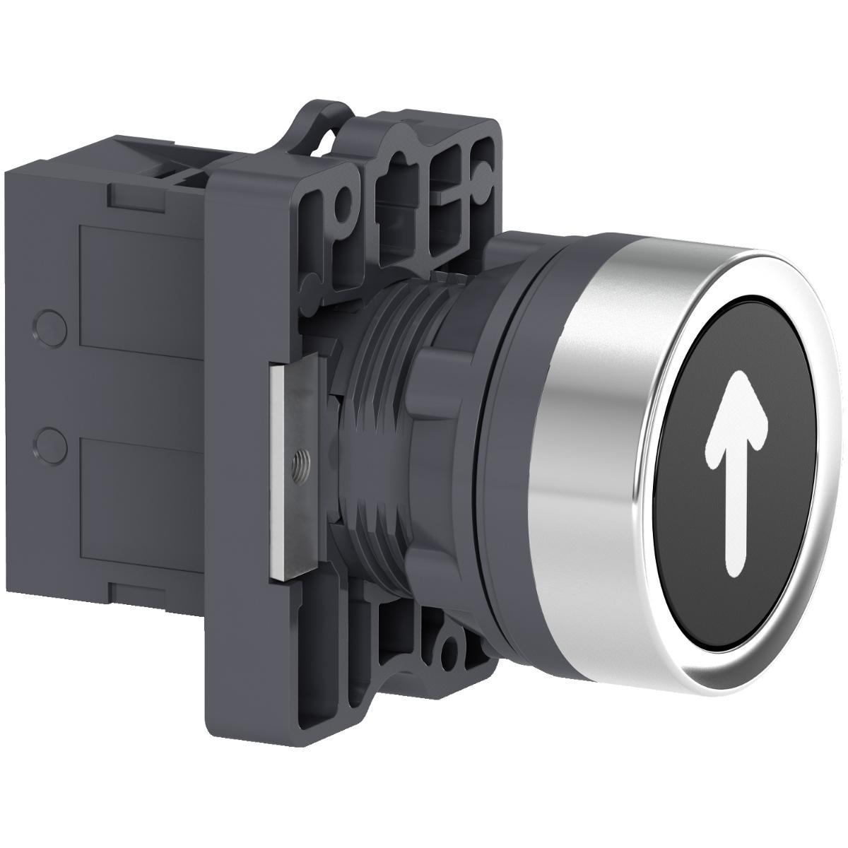 22MM PUSH BUTTON FLUSH BLACK 1NO S/R