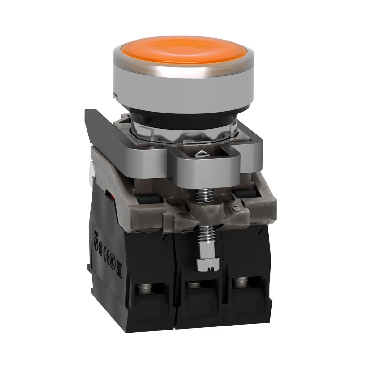 METAL ILLUM P/BUTTON LED 22MM ORANGE