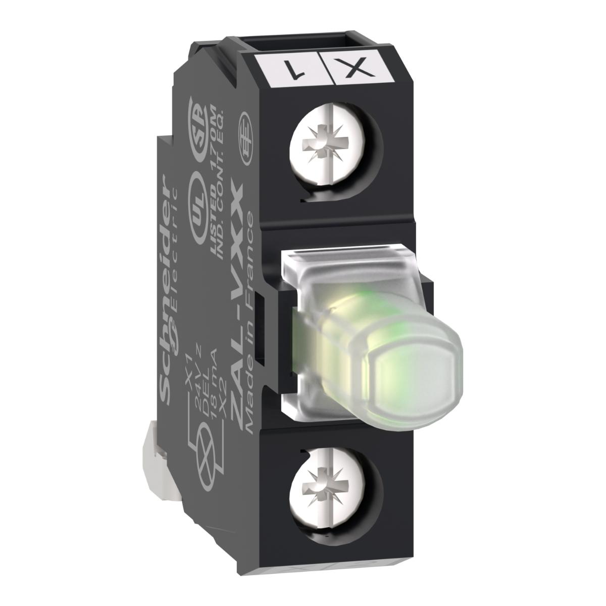 LED PILOT LIGHT & CONT BLOCK WHT 24VACDC