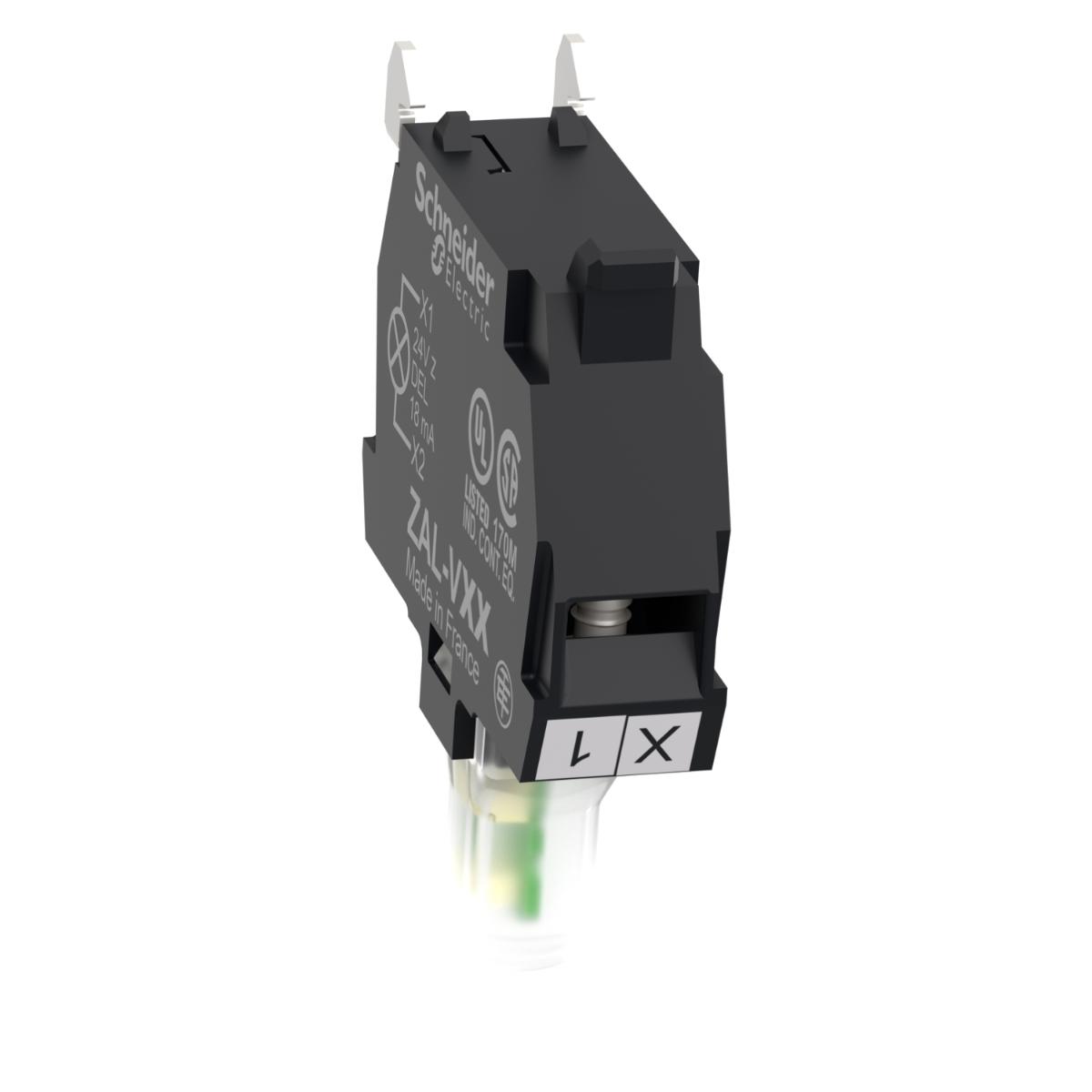 LED PILOT LIGHT & CONT BLOCK WHT 24VACDC