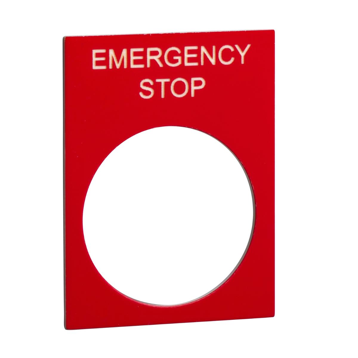 LEGEND PLATE EMERGENCY STOP RED 30X40