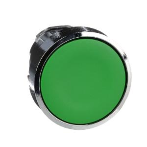 P/BUTTON OPER FLUSH S/R GREEN 22mm METAL