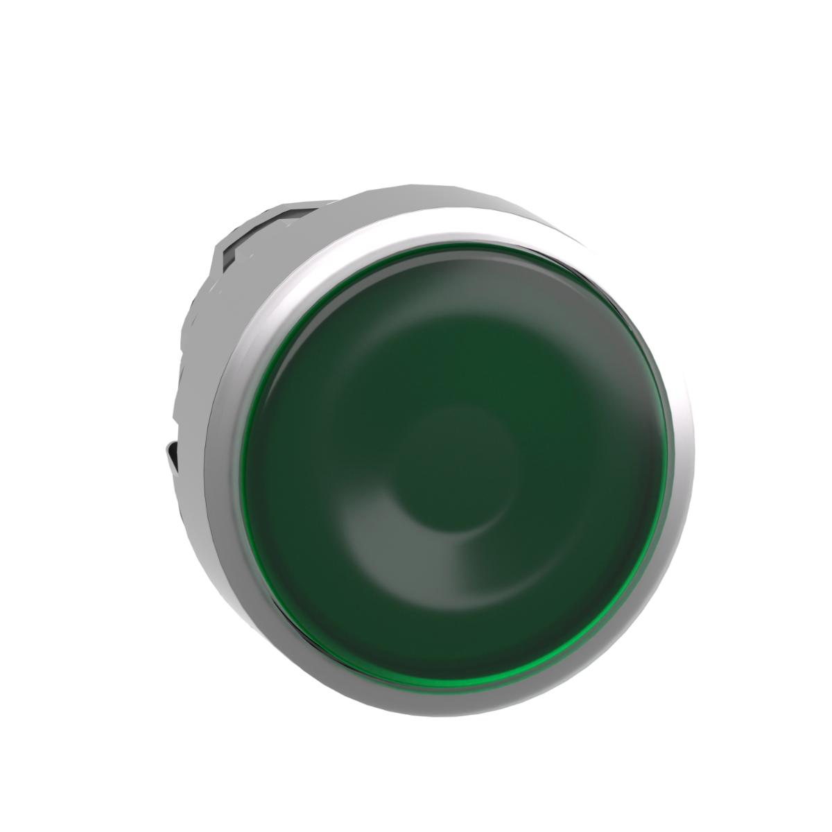 ILLUM P/BUTTON OPER FLUSH GRN 22mm METAL