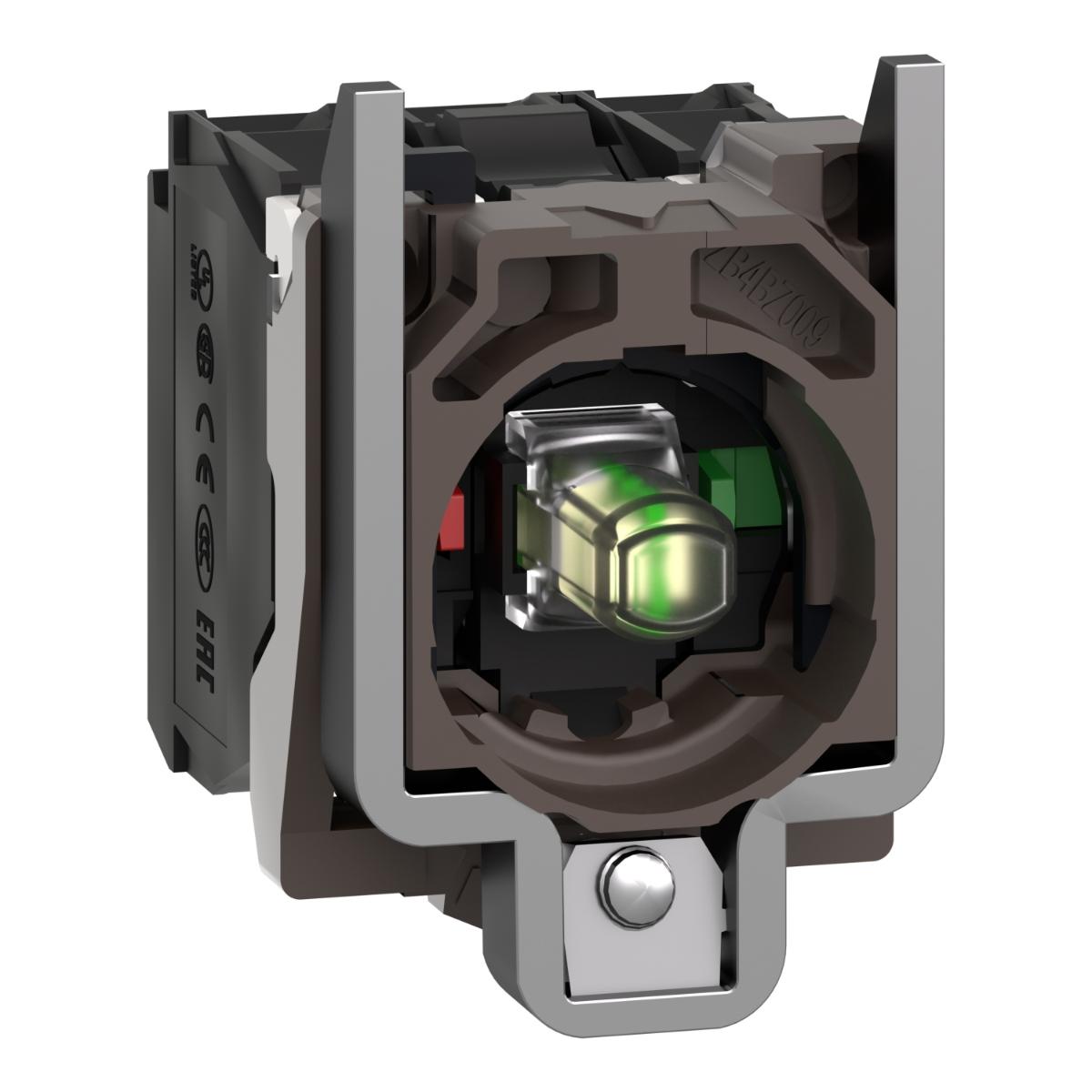 ILLUM P/BUTT BODY LED 24VACDC 1NO 1NC WH