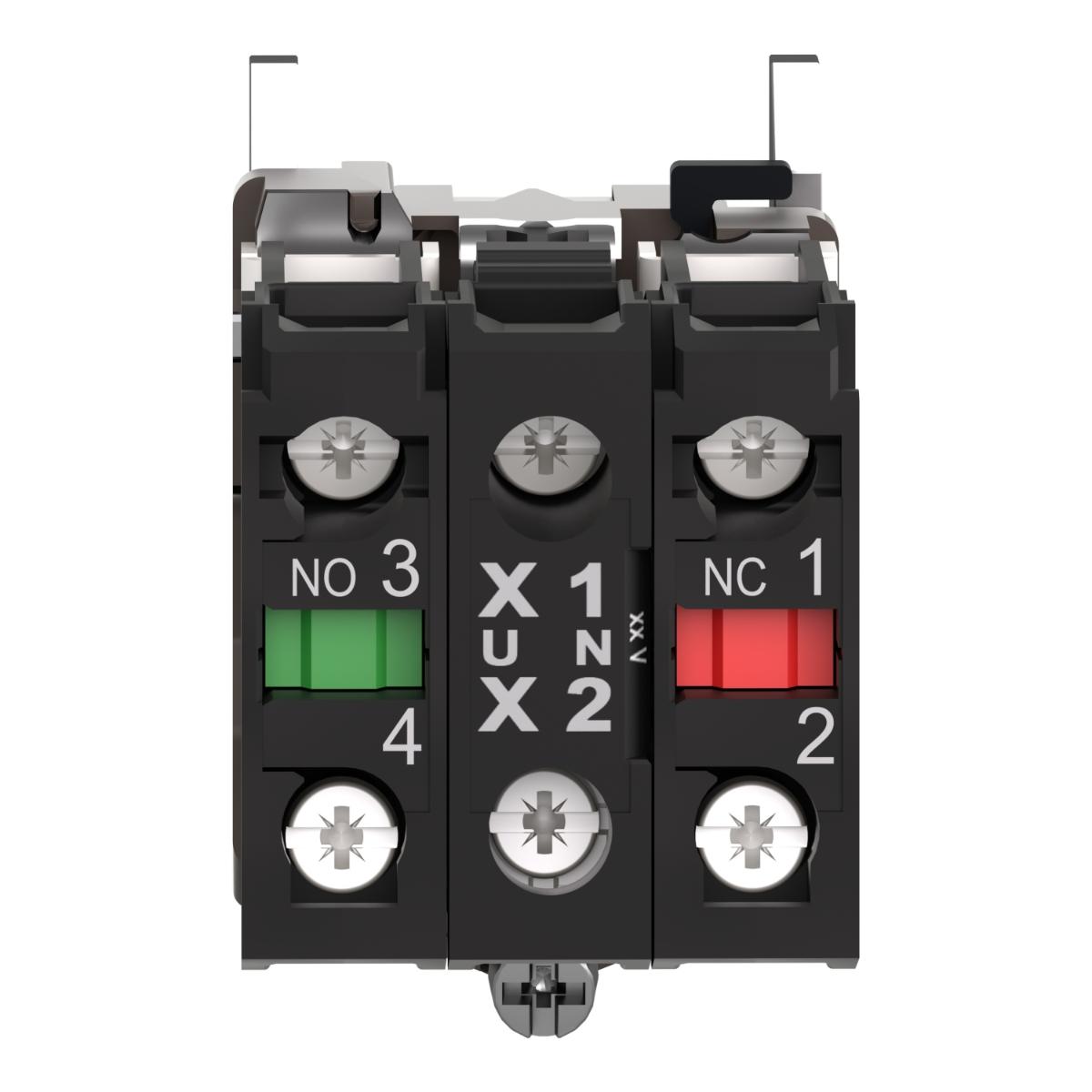 ILLUM P/BUTT BODY LED 24VACDC 1NO 1NC WH