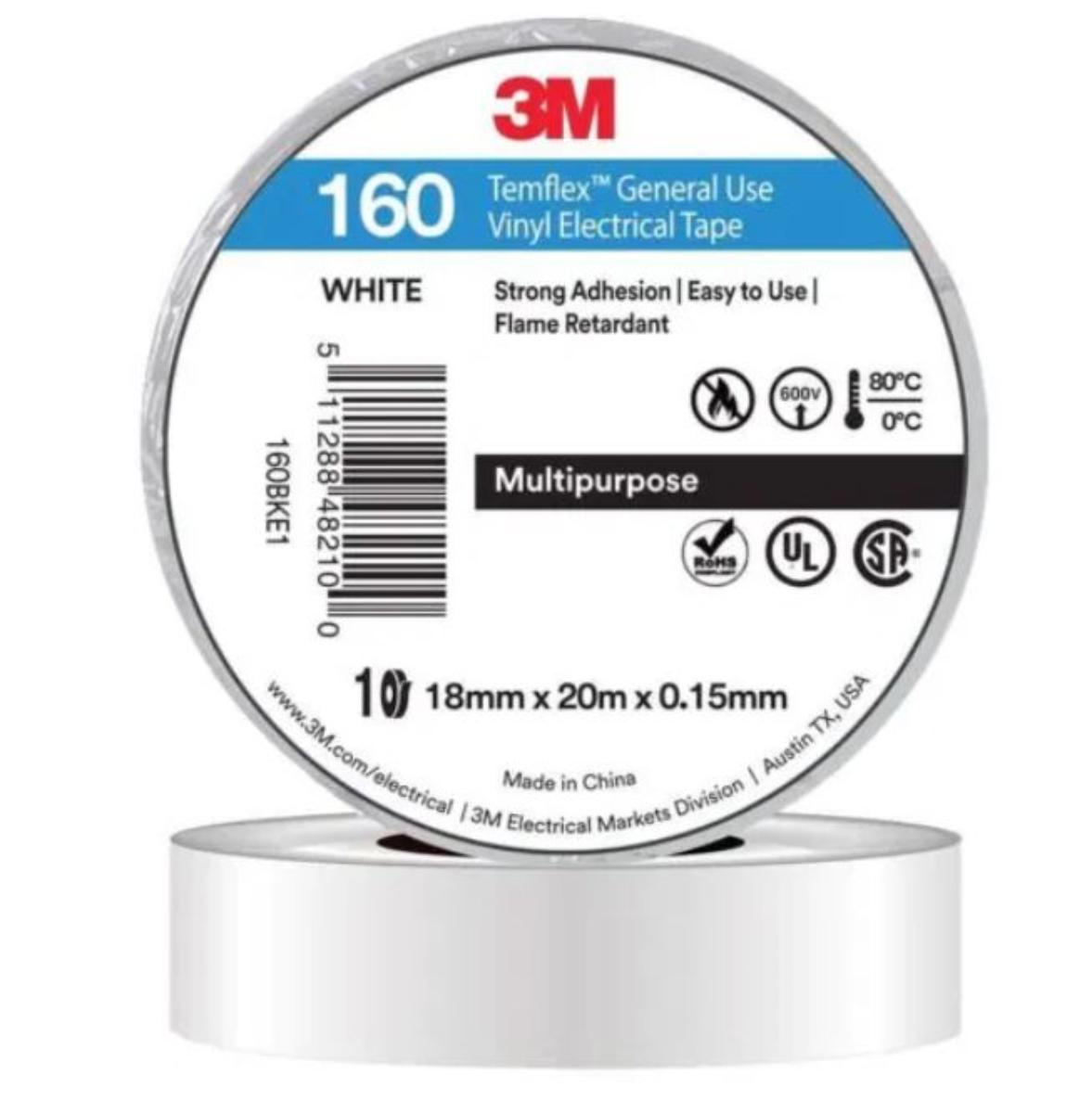 TEMFLEX 160 INSUL TAPE 18MM X 20M WHITE