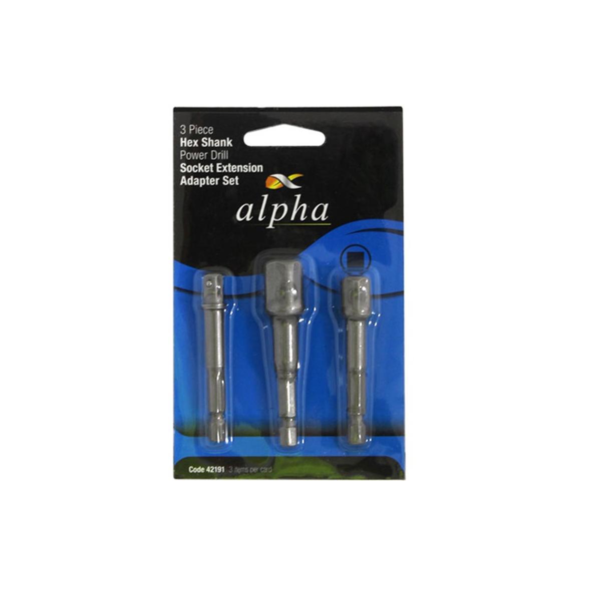 ADAPTOR SET HEX DRIVE SQUARE 3PCE