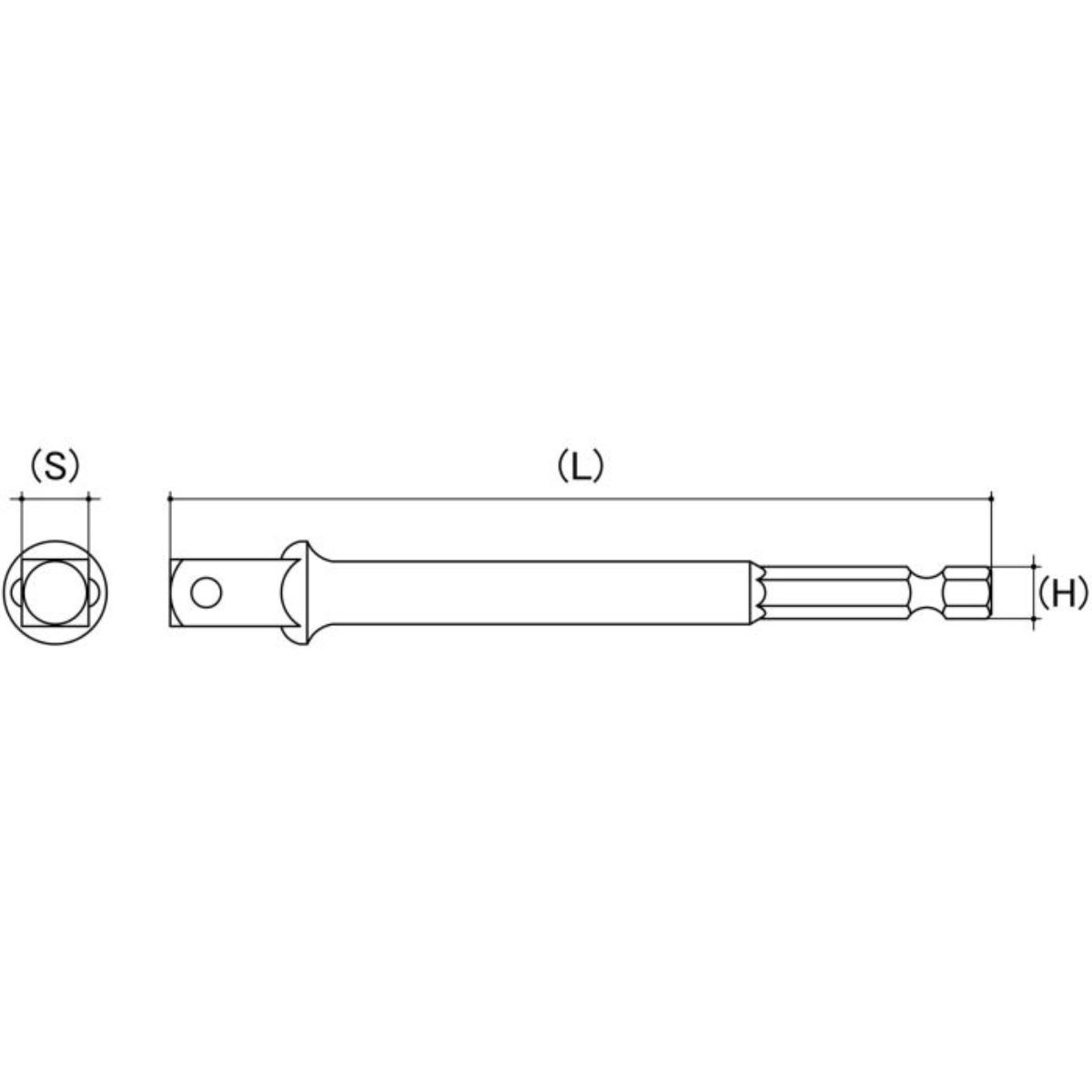 ADAPTER 1/4IN HEX - 1/2IN SQ X 70mm