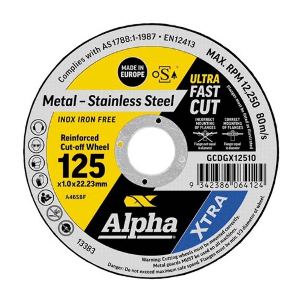 S/S GRD CUTTING DISC 125 X 1.0mm 10 PACK