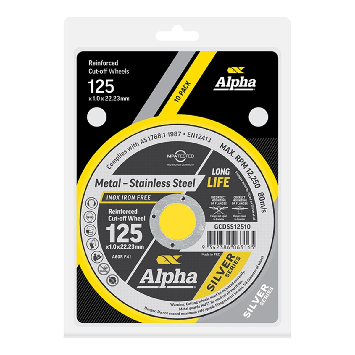 SILVER CUTTING DISC 125 X 1.0mm 10 PACK