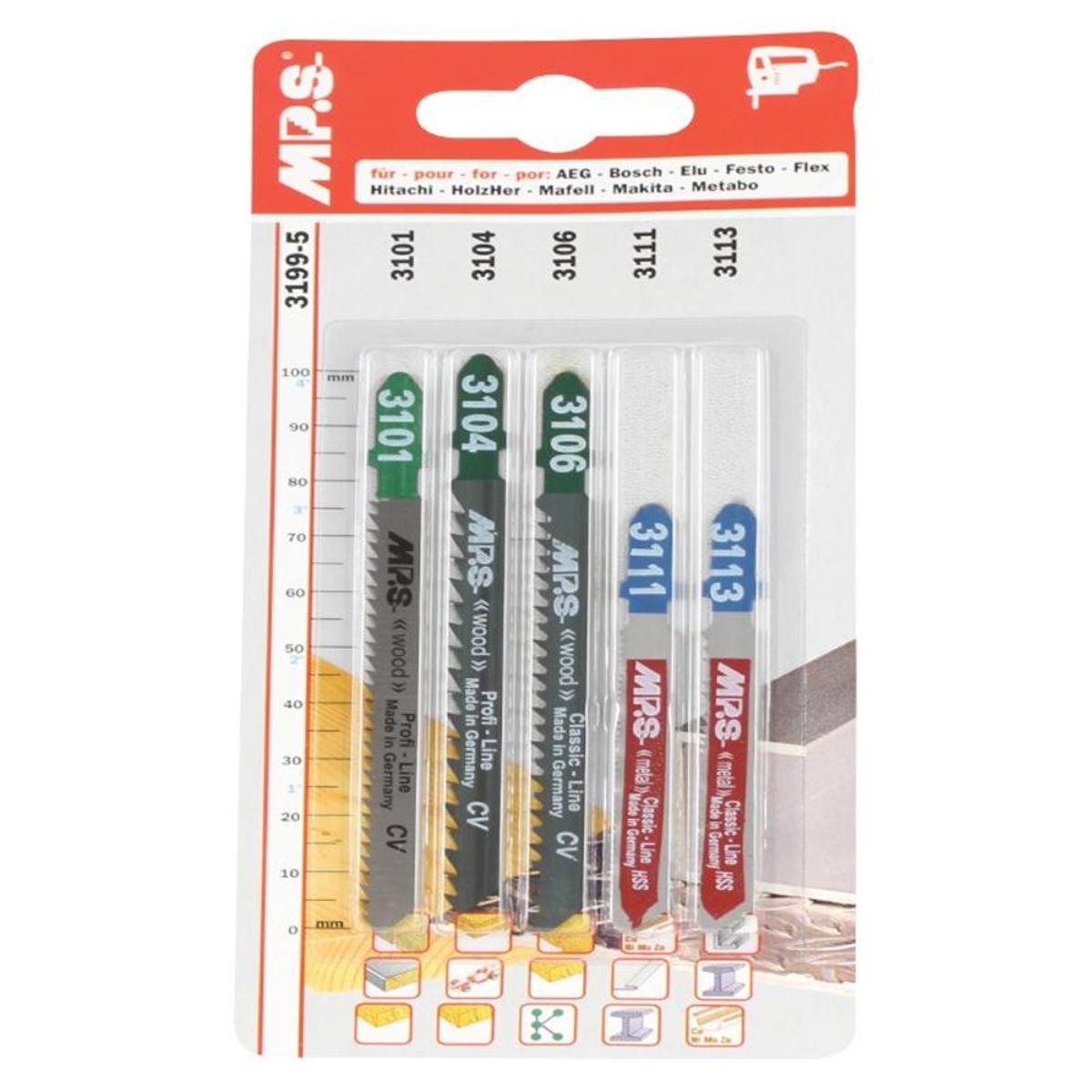 ASSORTMENT JIG SAW BLADES EURO SHANK (X5