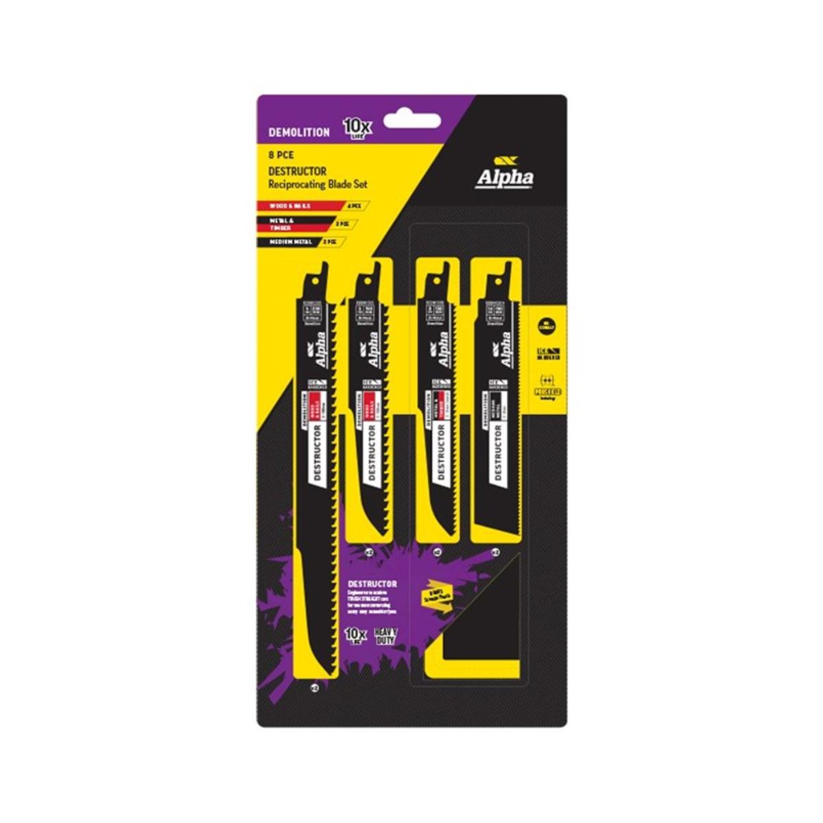 DEMOLITION RECIP BLADE SET 8 PIECE