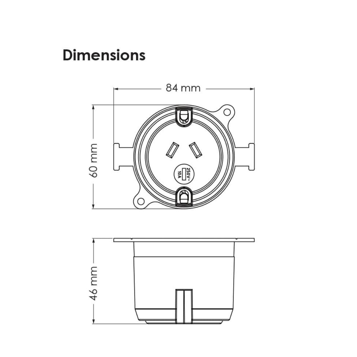 SINGLE SURFACE SOCKET + MNTING PLATE 10A