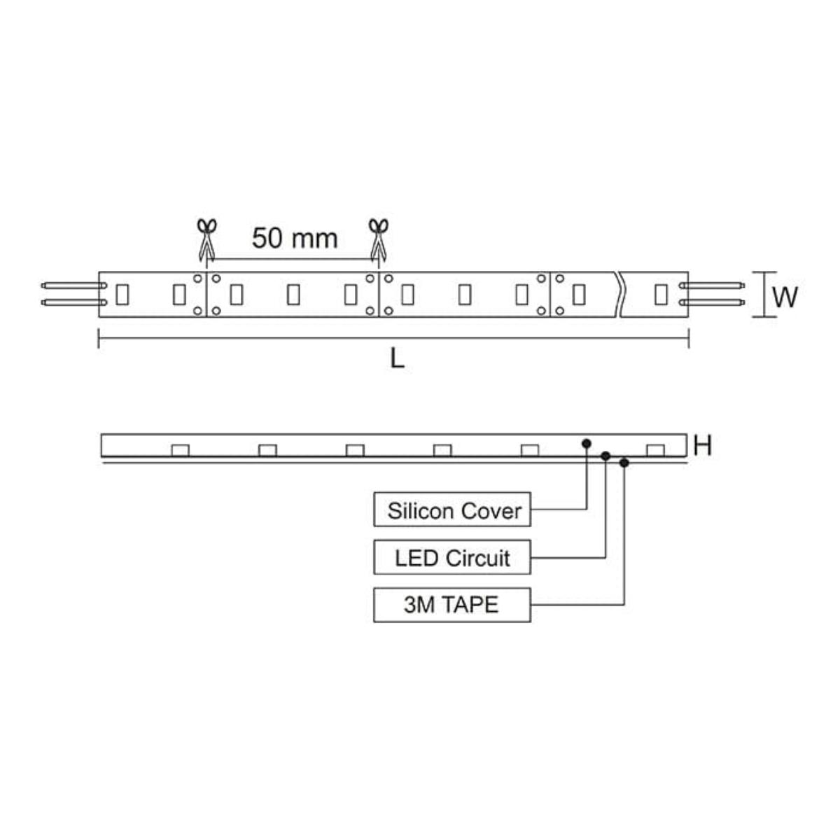 LED STRIP KIT 12V 6W/M 5000K 2MTR IP44