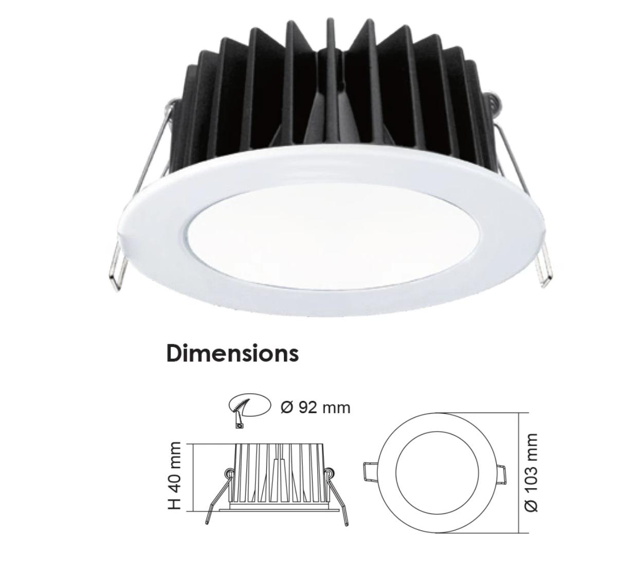 LED D/LIGHT ECOGEM 13W CCT 92MM C/O WHT