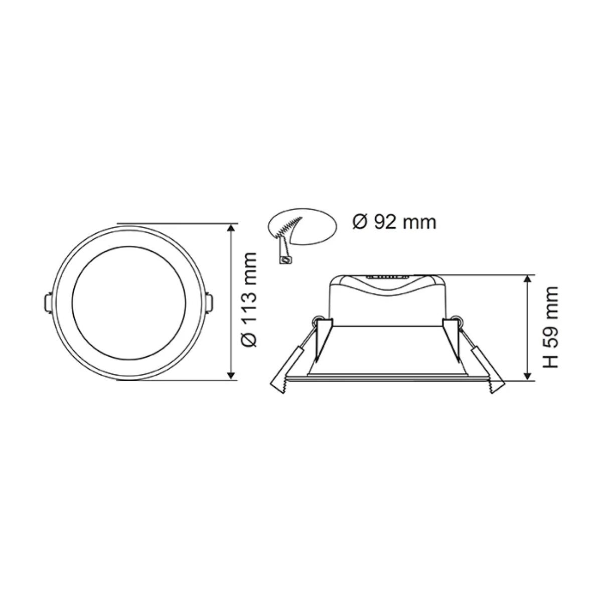LED D/LIGHT WAVE 9W CCT 92MM C/O WHITE
