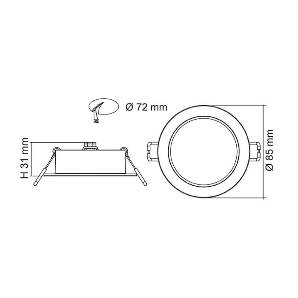 LED D/LIGHT TRADEGEM 8W CCT 72MM C/O WHT