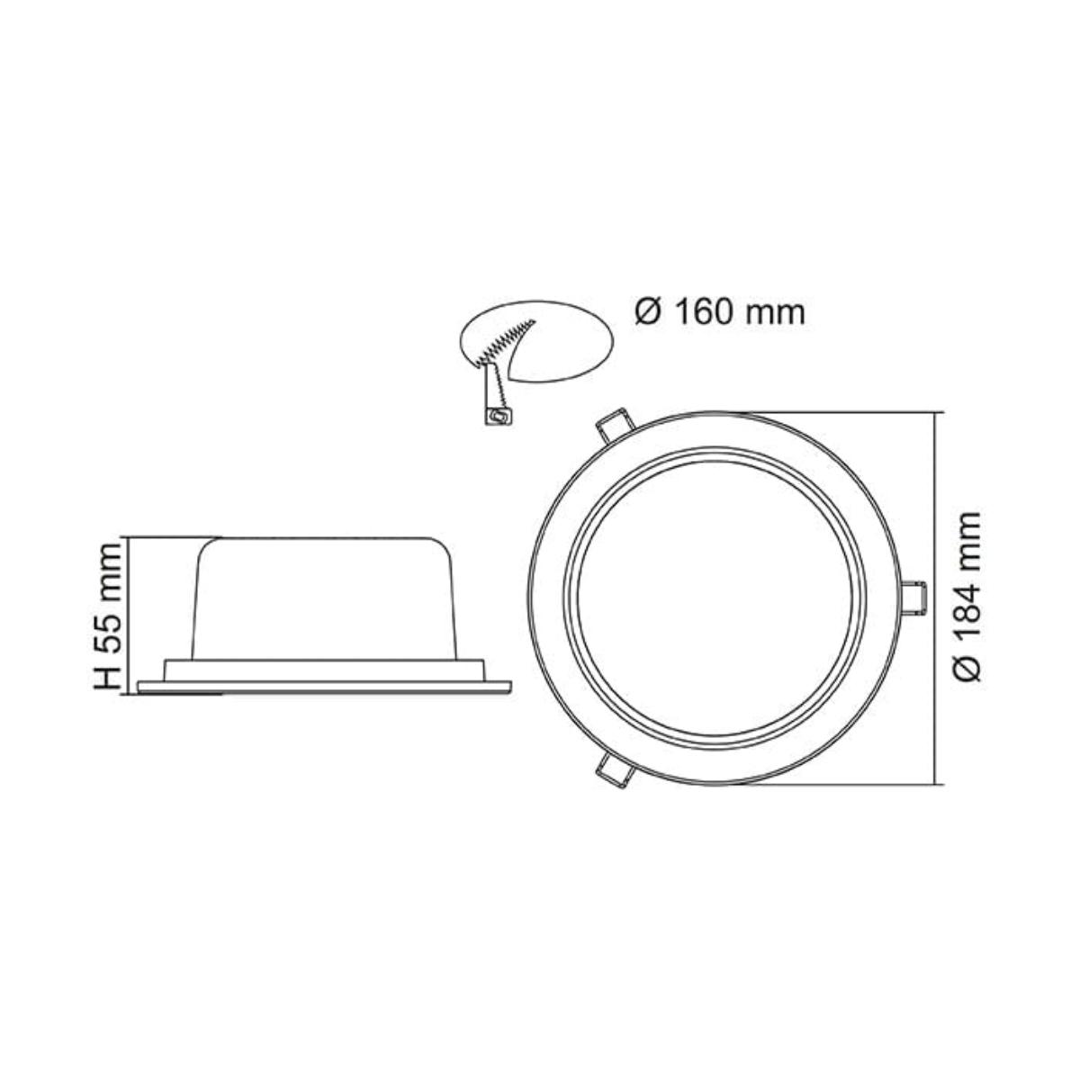 LED D/LIGHT EXMOUTH 15/22W CCT 160MM C/O