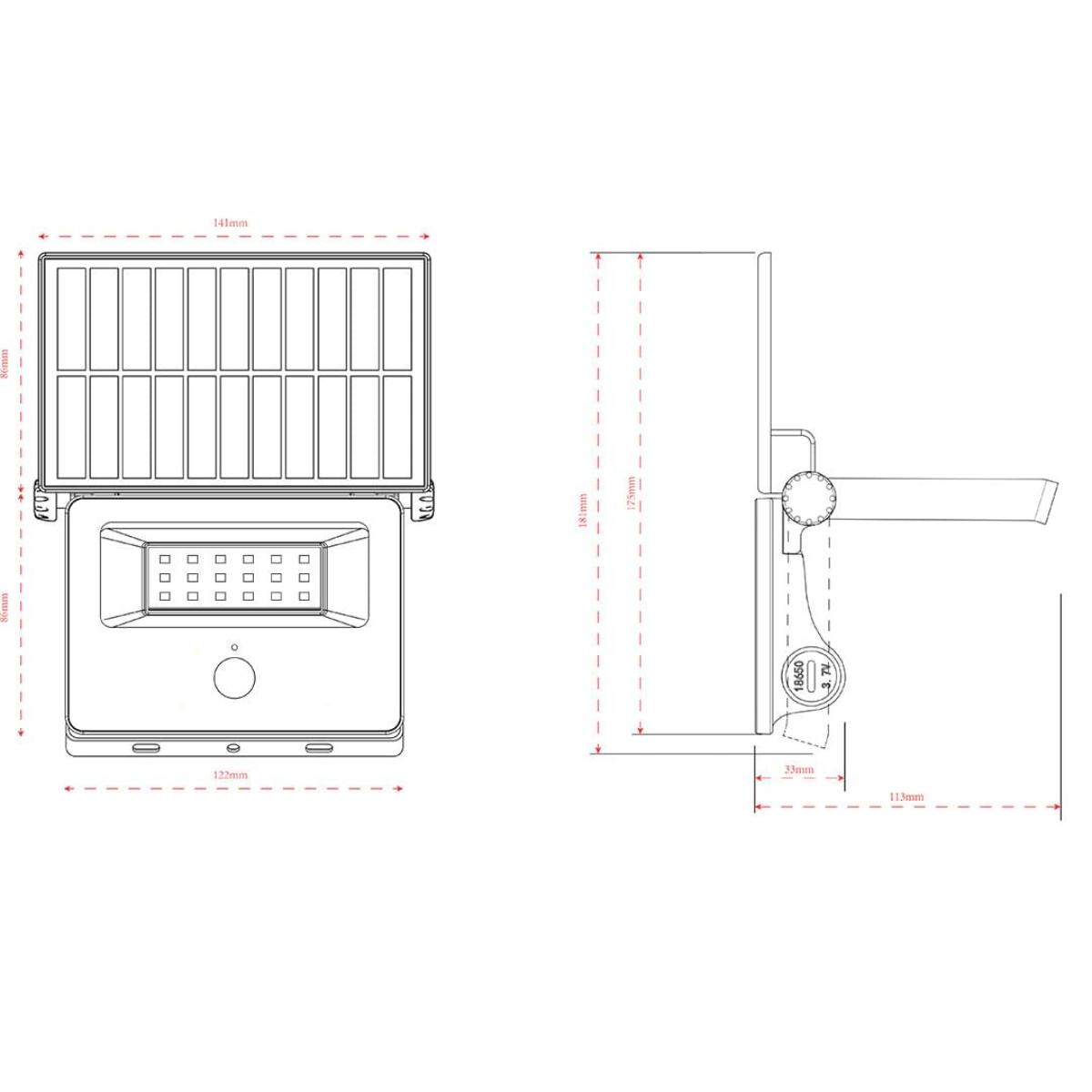 LED SOLAR FLOOD SALRAY 1500LM 6500K BLK
